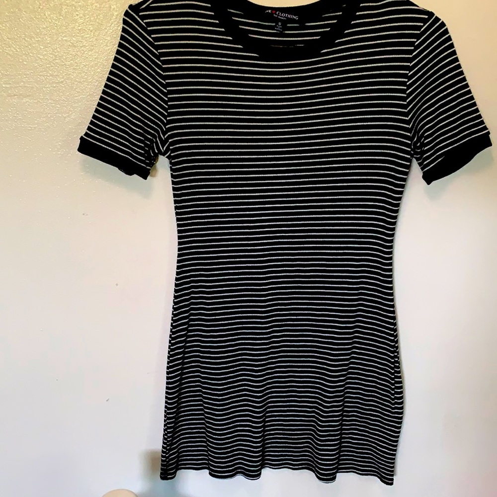 Black & white striped casual dress